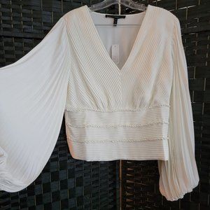 Long sleeve ivory pintucked detail blouse from WHBM